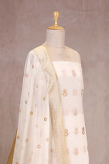 Off white Banarasi Salwar Suit Set with Sona Rupa Floral Motifs