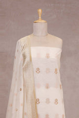 Off white Banarasi Salwar Suit Set with Sona Rupa Floral Motifs