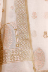 Off white Banarasi Salwar Suit Set with Sona Rupa Floral Motifs