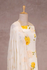 White Chiffon Salwar Suit Set with Floral Prints