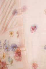 Snow White Organza Silk Salwar Suit Set with Floral Motifs