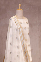 Cream Banarasi Salwar Suit Set with Sona Rupa Floral Motifs