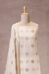 Cream Banarasi Salwar Suit Set with Sona Rupa Floral Motifs