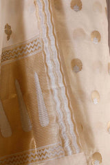 Cream Banarasi Salwar Suit Set with Sona Rupa Floral Motifs