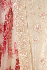 Off-White Organza Silk Salwar Suit with Printed Dupatta