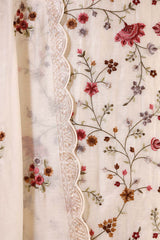 Vanilla White Crepe Salwar Suit Set with Aari Work Dupatta