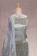 Sky Blue Tissue Silk Suit Set with Embellished Printed Dupatta