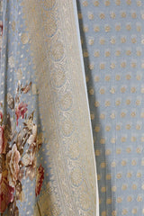 Powder Blue Banarasi Suit Set with Printed Dupatta