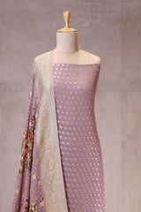 Lilac Banarasi Suit Set with Printed Dupatta