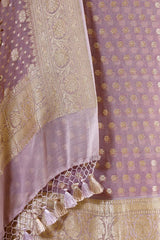 Lilac Banarasi Suit Set with Printed Dupatta
