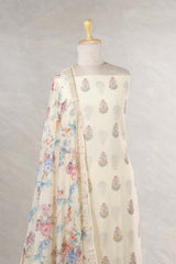 Cream Mulmul Cotton Salwar Suit with Floral Prints