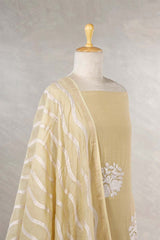 Light Yellow Mulmul Cotton Salwar Suit with Bird Appliqué Work