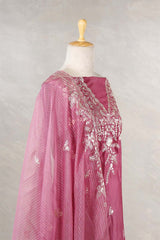 Pink Dupion Silk Salwar Suit with Organza Dupatta
