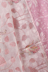 Baby Pink Mulmul Cotton Salwar Suit with Floral Organza Dupatta