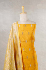 Yellow Katan Silk Salwar Suit with Pichwai Dupatta