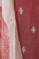 Rust Red Tissue Silk Salwar Suit with Floral Motifs