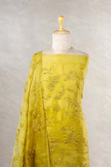 Yellow Organza Silk Salwar Suit with 3D Floral Embroidery