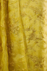 Yellow Organza Silk Salwar Suit with 3D Floral Embroidery