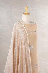 Beige Mulmul Cotton Salwar Suit Set with Block Prints