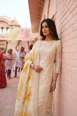 Daisy White Organza Silk Salwar Suit with Printed Dupatta
