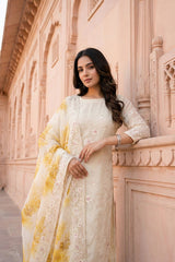 Daisy White Organza Silk Salwar Suit with Printed Dupatta