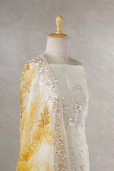 Daisy White Organza Silk Salwar Suit with Printed Dupatta