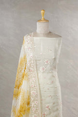 Daisy White Organza Silk Salwar Suit with Printed Dupatta