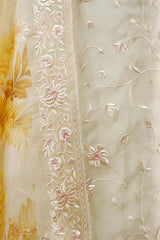 Daisy White Organza Silk Salwar Suit with Printed Dupatta