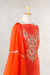 Orange Katan Silk Salwar Suit with Zardozi Work