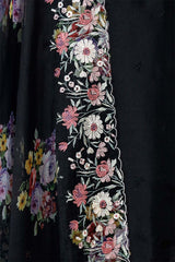 Black Organza Silk Salwar Suit with Floral Print Dupatta