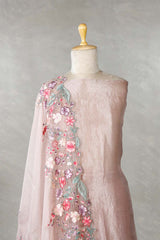 Mauve Tissue Silk Salwar Suit Set with Scallop Border Dupatta