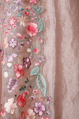 Mauve Tissue Silk Salwar Suit Set with Scallop Border Dupatta