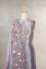 Lilac Tissue Silk Salwar Suit Set with Scallop Border Dupatta