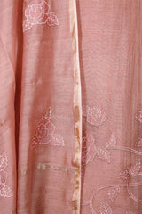 Mauve Mulmul Cotton Salwar Suit Set with Floral Appliqué Motif