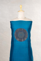 Blue Chanderi Silk Salwar Two Piece Suit Set with Antique Zari Work