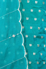 Rama Green Katan Silk Salwar Suit with with mayur motif