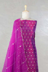 Magenta Katan Silk Salwar Suit with mayur motif