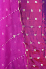 Magenta Katan Silk Salwar Suit with mayur motif
