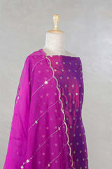 Magenta Katan Silk Salwar Suit with mayur motif