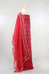 Maroon Katan Silk Salwar Suit with with mayur motif