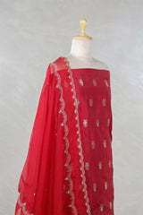 Maroon Katan Silk Salwar Suit with with mayur motif