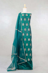 Emerald Green Banarasi Salwar Suit with Meenakari Motifs