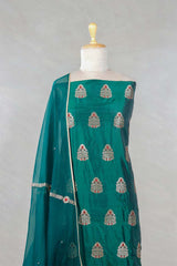 Emerald Green Banarasi Salwar Suit with Meenakari Motifs