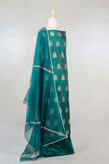 Emerald Green Banarasi Salwar Suit with Meenakari Motifs