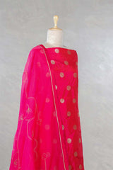 Pink Banarasi Salwar Suit with Embellished Leheriya Dupatta