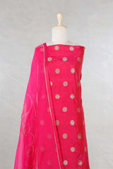 Pink Banarasi Salwar Suit with Embellished Leheriya Dupatta