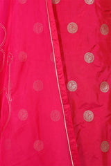 Pink Banarasi Salwar Suit with Embellished Leheriya Dupatta