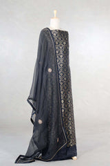 Black Banarasi Salwar Suit with Embellished Organza Dupatta