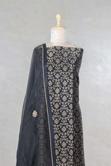 Black Banarasi Salwar Suit with Embellished Organza Dupatta