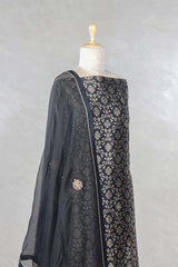 Black Banarasi Salwar Suit with Embellished Organza Dupatta
